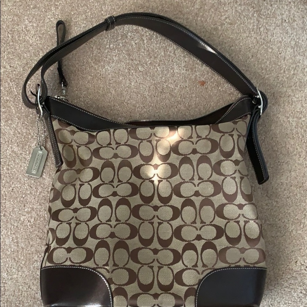 Coach vintage tan logo hobo bag